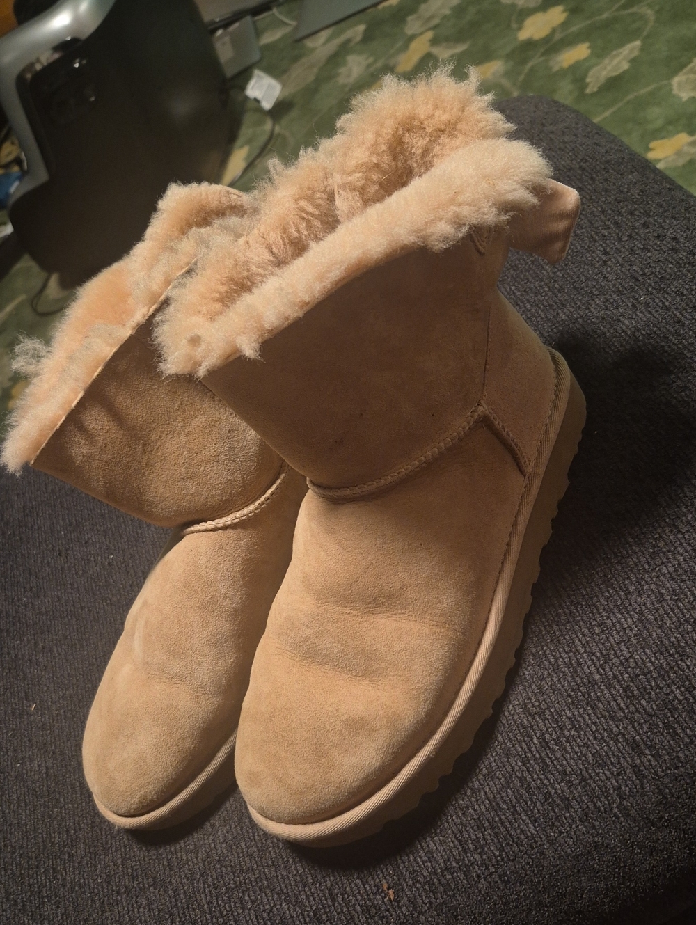 UGG Chestnut Suede Sheepskin Cuffed Winter Boots